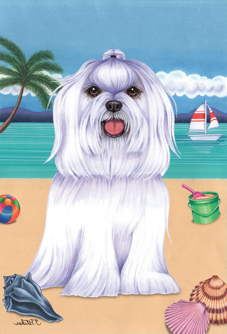 Maltese- Tomoyo Pitcher Summer Beach Garden Flag 