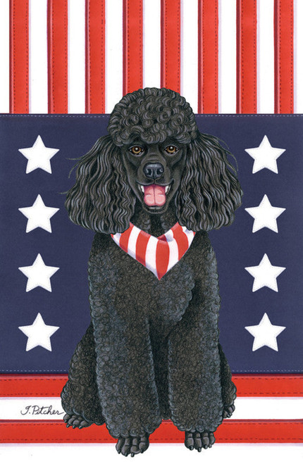 Poodle Black- Tomoyo Pitcher Patriot Garden Flag 