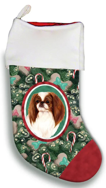 Japanese Chin Red/White- Best of Breed Christmas Stocking