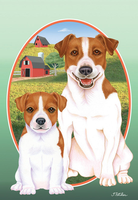 Jack Russell- Best of Breed On The Farm Garden Flag 