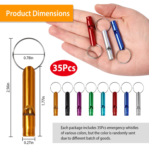 35Pcs Emergency Whistles Extra Loud Aluminum Alloy Whistle 