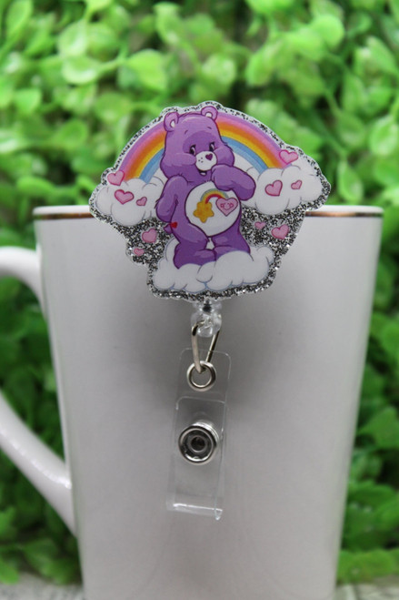 Purple Rainbow Bear Badge/ID Holder Reel