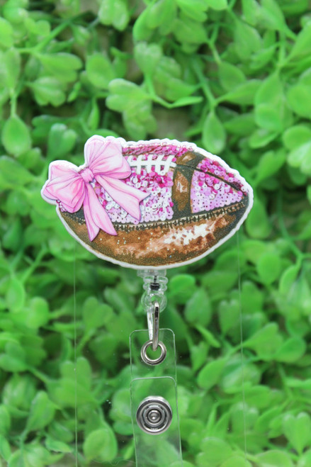 Football with Bow Badge/ID Holder Reel