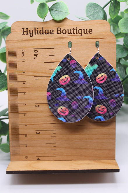 Halloween || Teardrop Faux Leather Earrings || Hypoallergenic