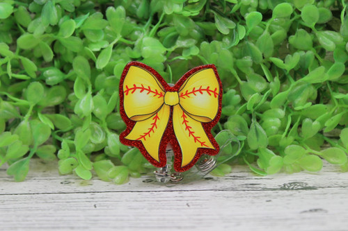 Softball Bow Badge Reel