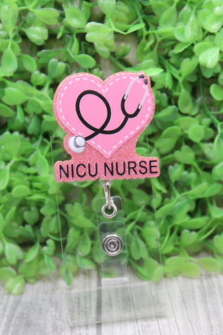 NICU NURSE Heart Badge/ID Holder Reel
