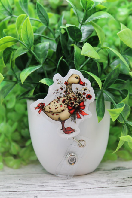 Floral Goose Badge Reel