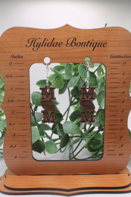 Football Mom Wood Dangle Earrings