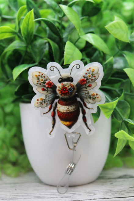 Floral Bee Badge Reel