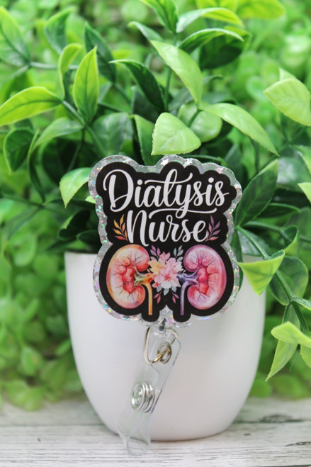 Dialysis Nurse Floral Badge Reel