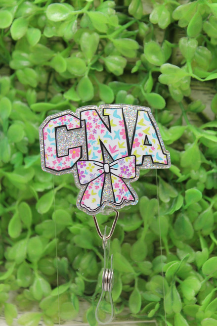 CNA Colorful Floral Bow Badge Reel