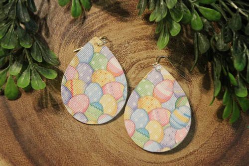 Easter Eggs *Mini* || Faux Leather Teardrop Dangle Earrings || Single-Sided