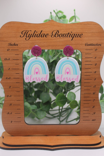 Blessed Rainbow Dangle Stud Earrings