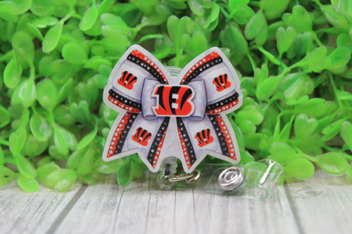 Bengals Football Bow Badge/ID Holder Reel