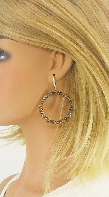 Glass Bead Hoop Earrings 