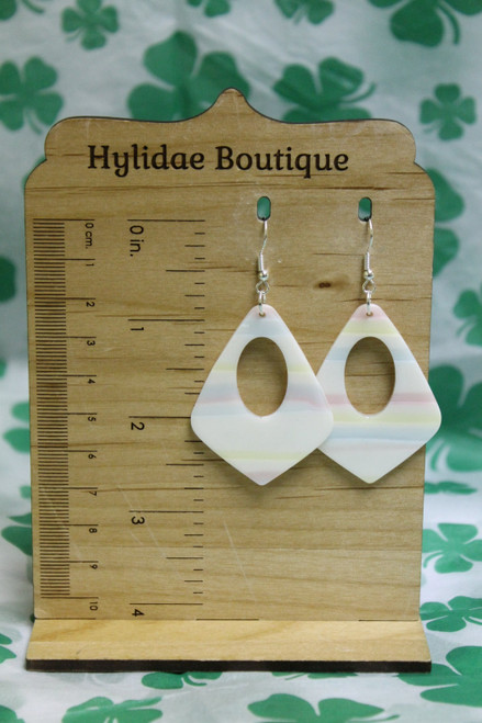Pastel Stripes Pointed Teardrop Drop Earrings