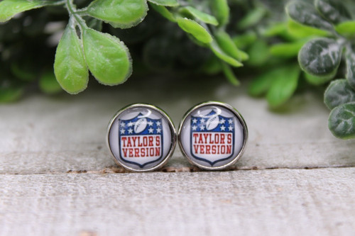 Taylor's Version Football || 12mm Glass Stud Earrings 
