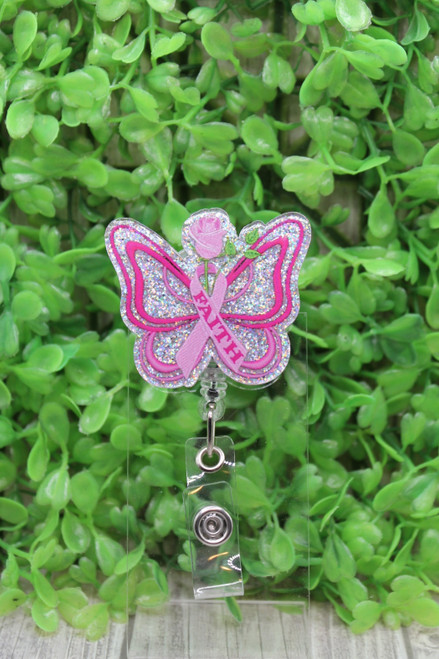 Faith Breast Cancer Awareness Badge/ID Holder Reel