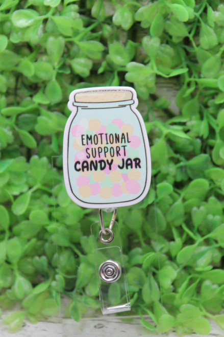 Emotional Support Candy Jar Badge Reel