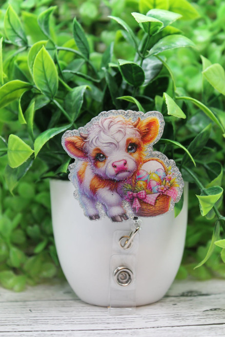 Easter Cow Badge Reel