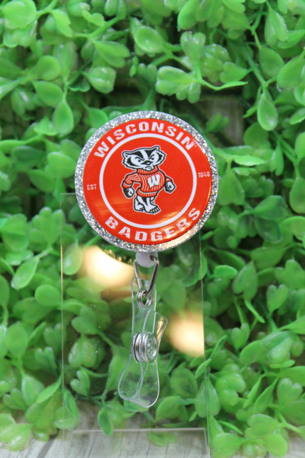 WI Badgers Circle Badge/ID Holder Reel