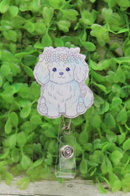 Floral Crown Dog Badge Reel