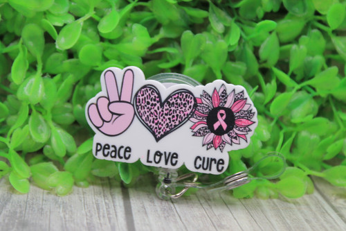 Peace Love Cure Badge/ID Holder Reel