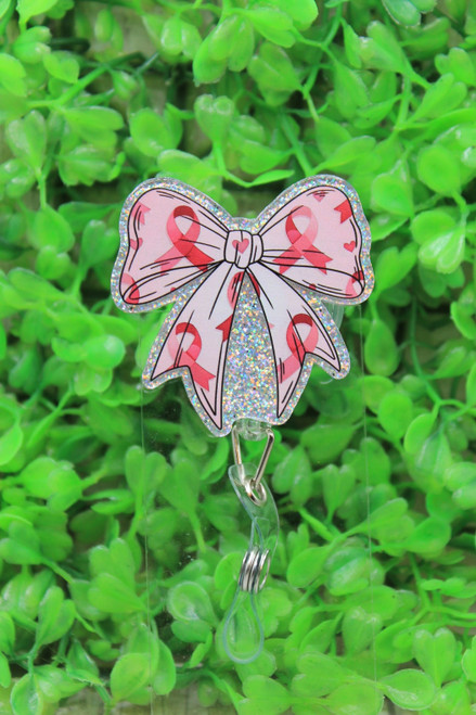 Breast Cancer Awareness Bow Badge/ID Holder Reel