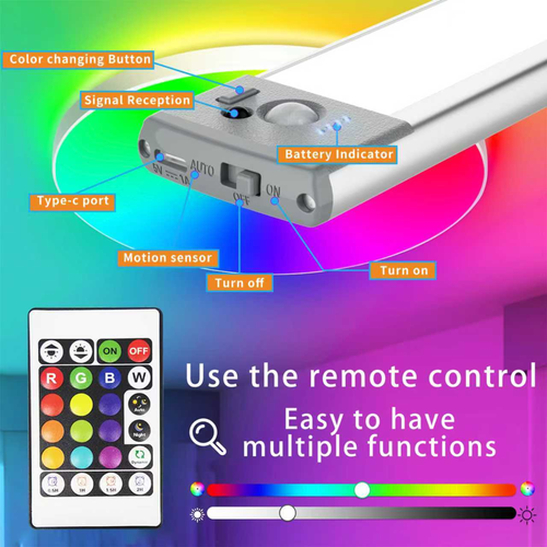 2 Pack Wireless LED RGB Motion Sensor Light With Remote Control