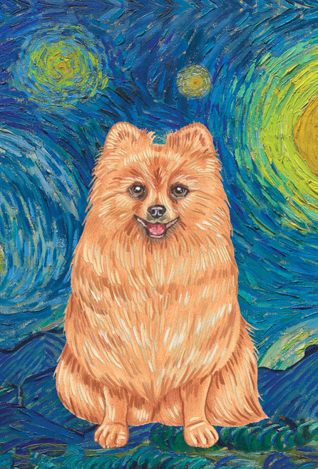 Pomeranian - Tomoyo Pitcher Van Gogh Garden Flag 