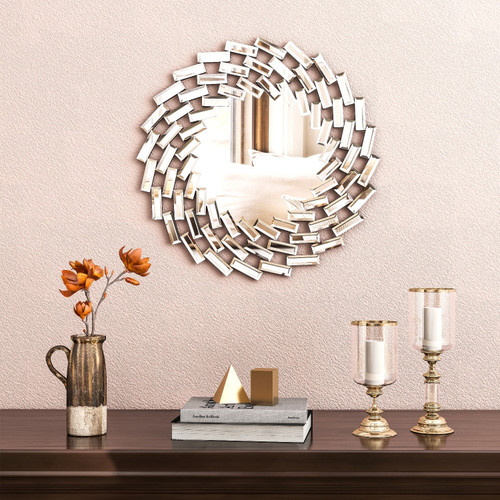 18" Silver Sunburst Frameless Accent Mirror