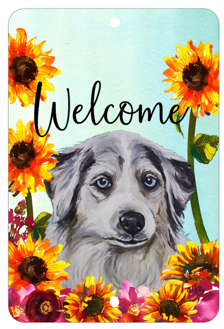 Australian Sheperd - HHS Welcome Indoor/Outdoor Aluminum Sign 