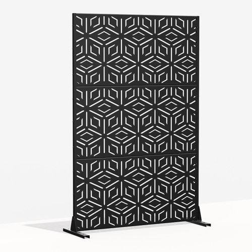 72" Black Steel Three Panel Screen Room Divider