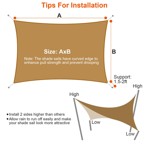 Rectangle Top Canopy 98% UV Block Awning Shelter 