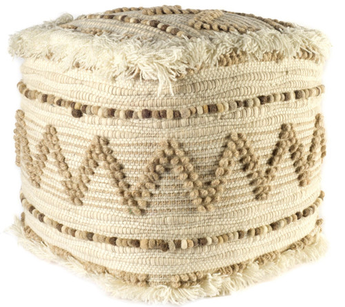 18" Beige Cotton Blend Ottoman