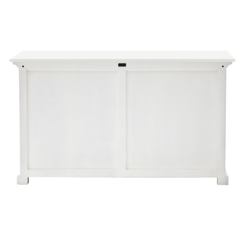 57" White Solid Wood Two Drawer Sideboard with Four Doors