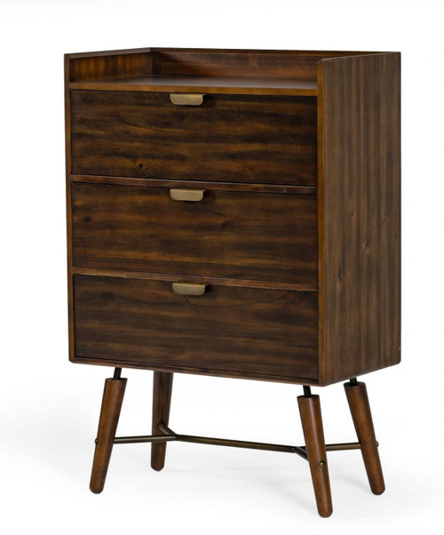 32" Acacia Solid Wood Three Drawer Chest