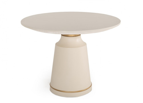 39" Off White Concrete Pedestal Base Round Top Dining Table