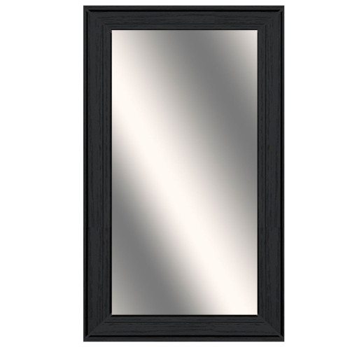 21" x 12" Black Wall Mounted Etched Wood Framed Mirror