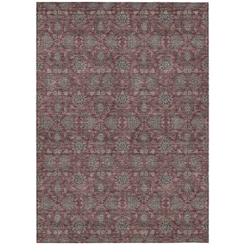 9' X 12' Merlot Gray And Taupe Floral Washable Indoor Outdoor Area Rug