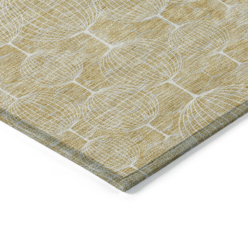10' X 14' Gold Ivory And Beige Geometric Washable Indoor Outdoor Area Rug