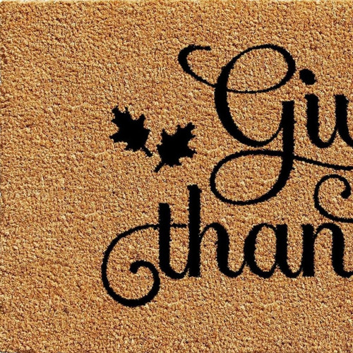 Thanksgiving Give Thanks Outdoor Coir Door Mat