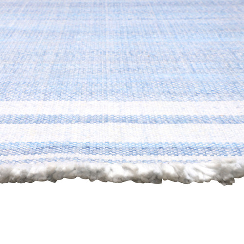 8' X 10' Blue Striped Handmade Stain Resistant Non Skid Indoor Outdoor Area Rug