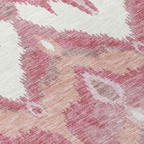 10' X 14' Blush Mauve And Ivory Ikat Washable Indoor Outdoor Area Rug