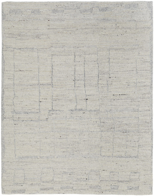 6' X 9' Gray and Ivory Abstract Hand Woven Worn Faded Area Rug