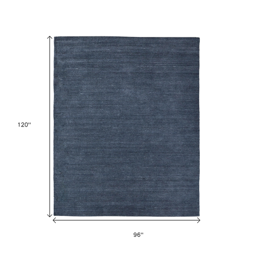 8' X 10' Blue And Gray Hand Woven Distressed Area Rug