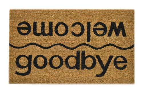 18" X 30" Brown and Black Coir Welcome Good Bye Outdoor Door Mat