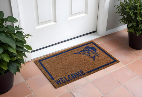 18" X 30" Brown and Black Coir Swordfish Welcome Outdoor Door Mat