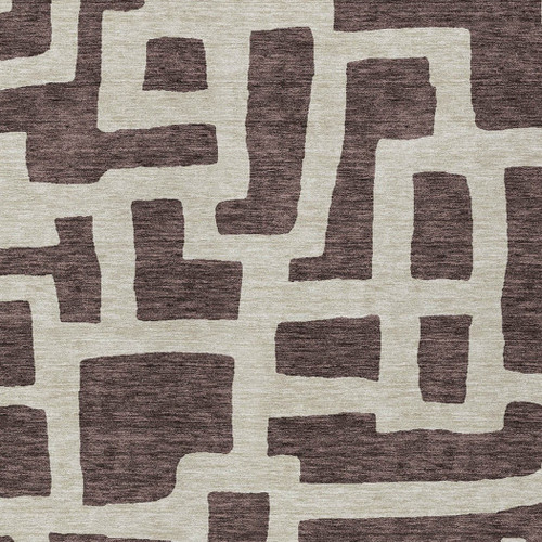 10' X 14' Brown And Beige Abstract Washable Indoor Outdoor Area Rug