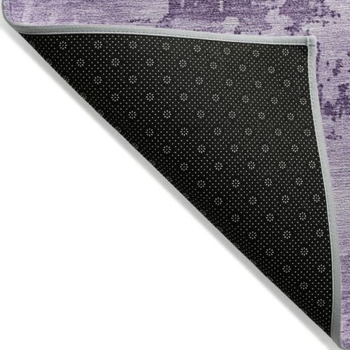 8' Lavender And Purple Round Abstract Washable Indoor Outdoor Area Rug